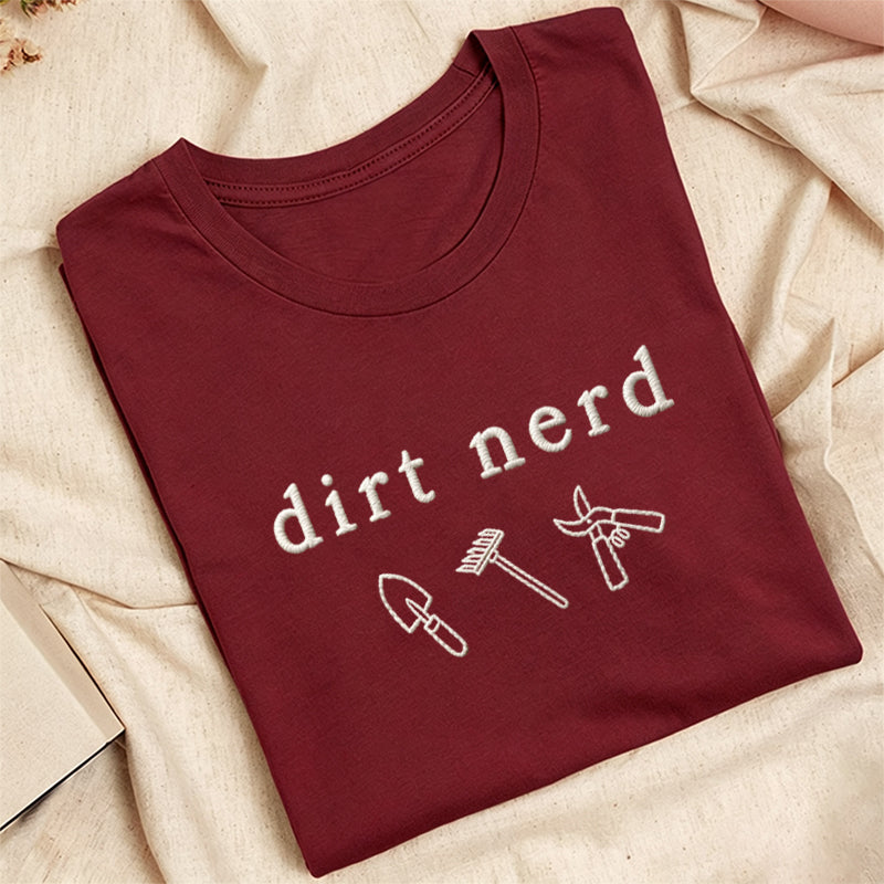 Embroidered Dirt Nerd Classic Adult Unisex Crew Neck T-Shirt