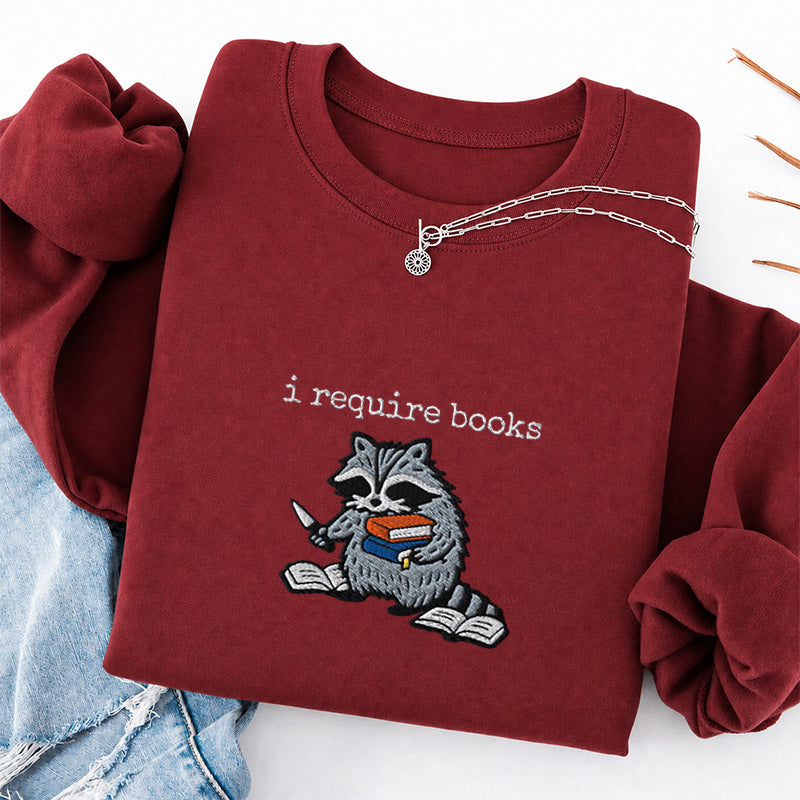 Embroidered I Required Books Classic Crewneck Sweatshirt