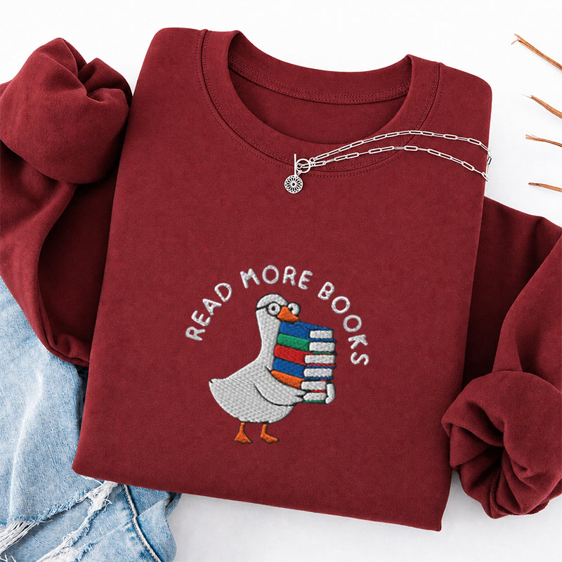 Embroidered Read More Books Goose Classic Crewneck Sweatshirt