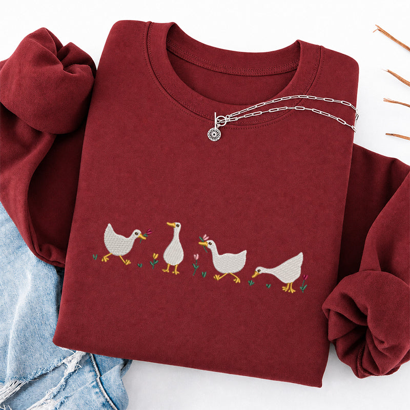 Embroidered Floral Silly Goose Classic Crewneck Sweatshirt