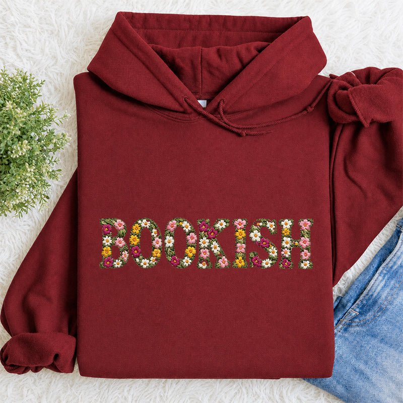 Embroidered Floral Bookish Classic Adult Unisex Hoodie
