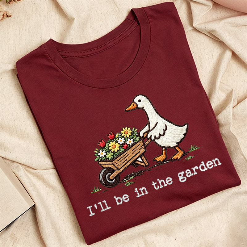 Embroidered Silly Goose Garden Classic Adult Unisex Crew Neck T-Shirt