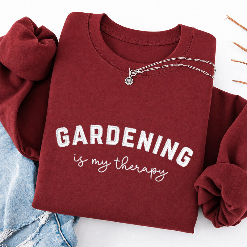 Embroidered Gardening Is My Therapy Classic Crewneck Sweatshirt