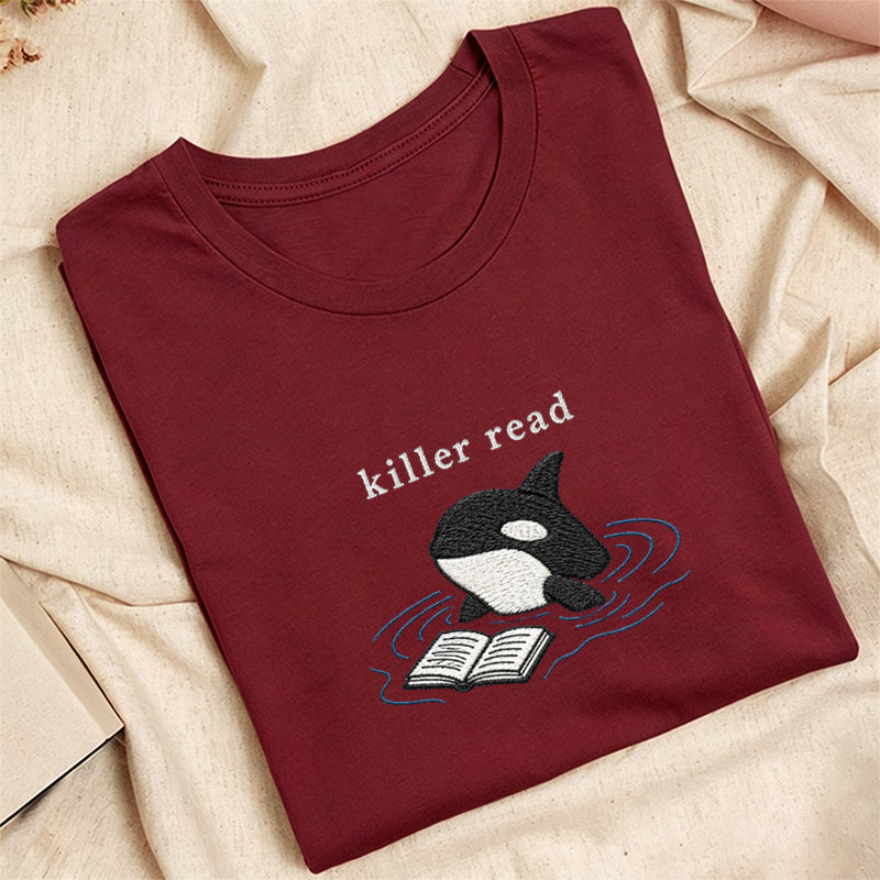 Embroidered Killer Read Orca Classic Adult Unisex Crew Neck T-Shirt