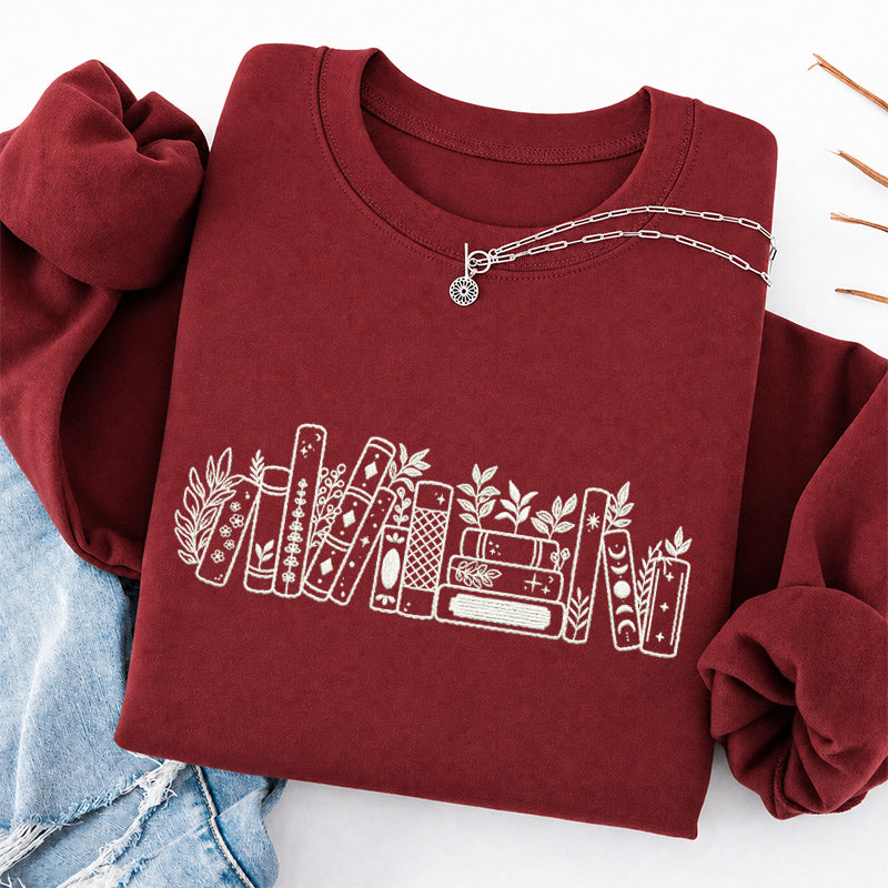 Embroidered Flower Book Classic Crewneck Sweatshirt