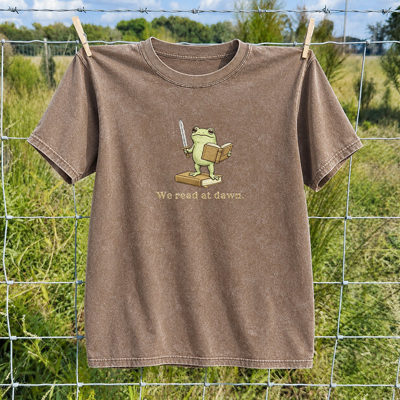 Embroidered We Read At Dawn Washed Crew Neck T-Shirt