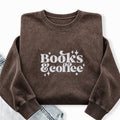 Embroidered Books & Coffee Washed Crewneck Sweatshirt