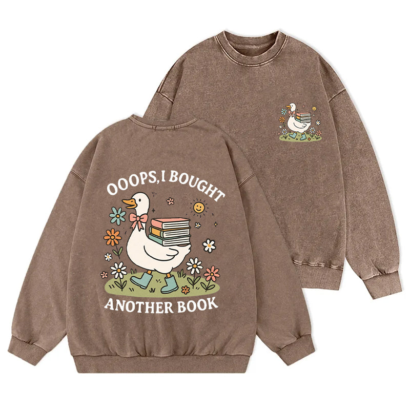 Funny Goose Bought Another Book Washed Crewneck Sweatshirt