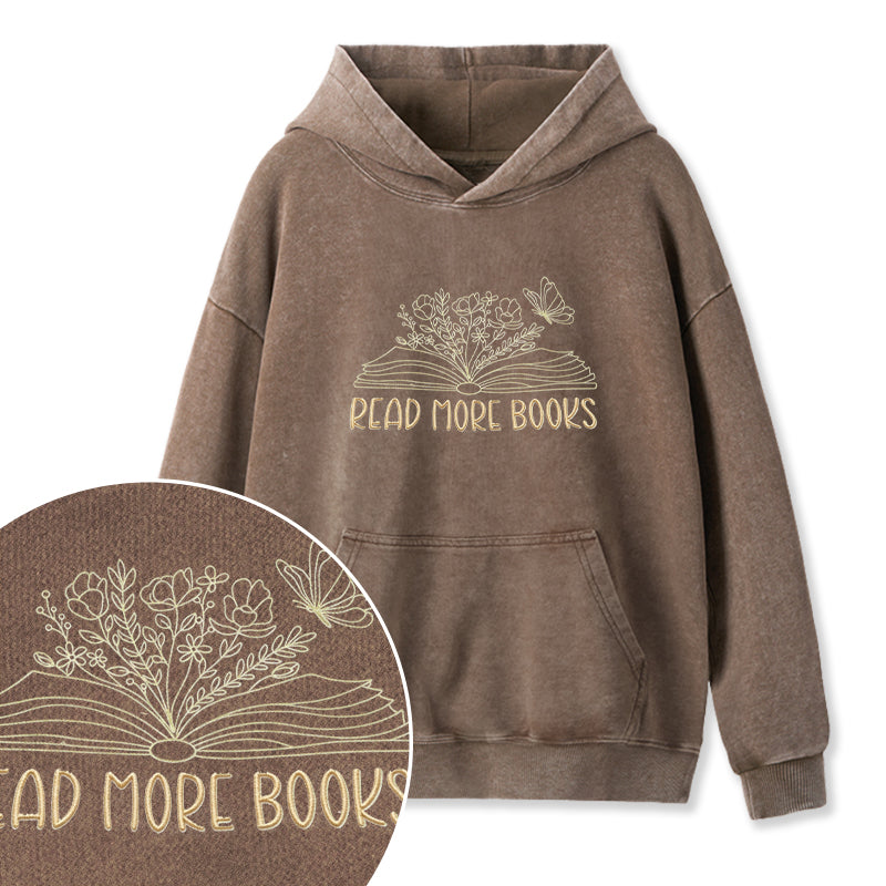 Embroidered Floral Read More Books Washed Hoodie