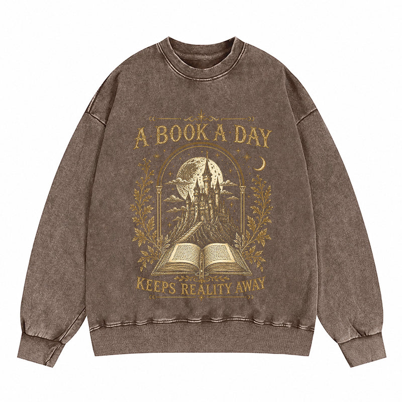 A Book A Day Washed Crewneck Sweatshirt