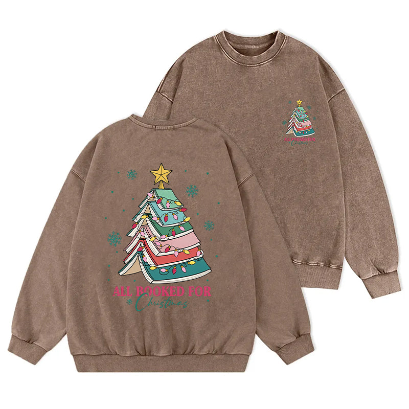 All Booekd For Christmas Washed Crewneck Sweatshirt