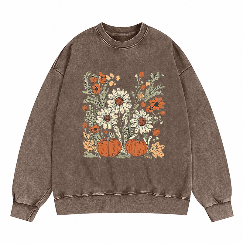 Pumpkin & Wildflower Washed Crewneck Sweatshirt