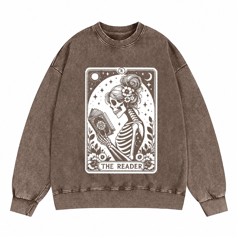 The Reader Tarot Card Reading Washed Crewneck Sweatshirt