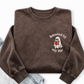Embroidered Haunted By My TBR Washed Crewneck Sweatshirt