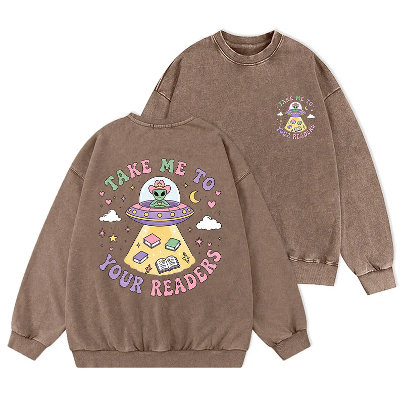 Take Me To Your Readers Washed Crewneck Sweatshirt