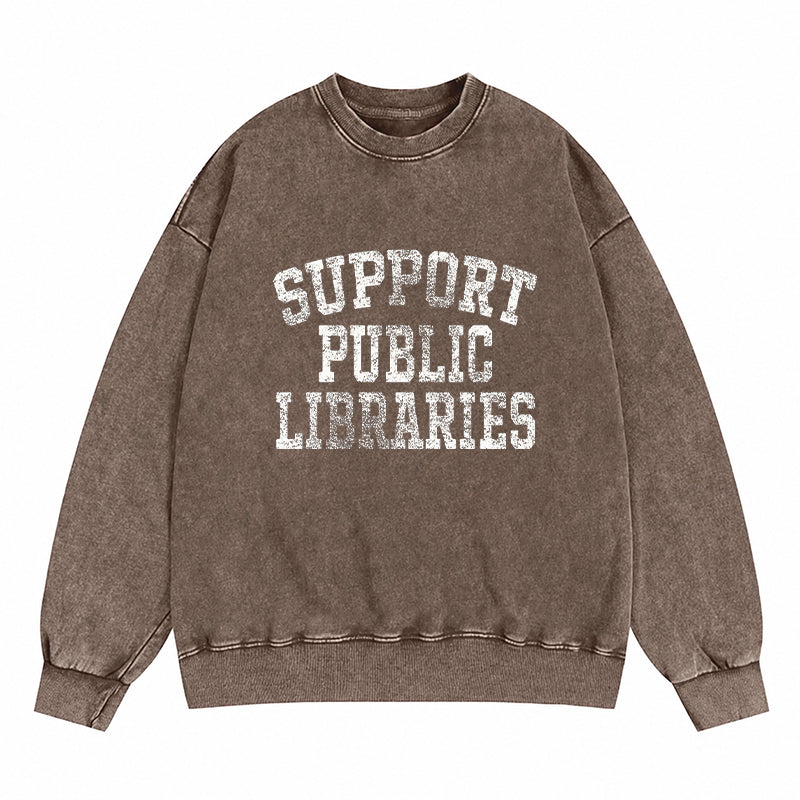 Support Public Libraries Washed Crewneck Sweatshirt