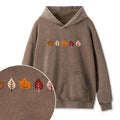 Embroidered Fall Leaves Washed Hoodie