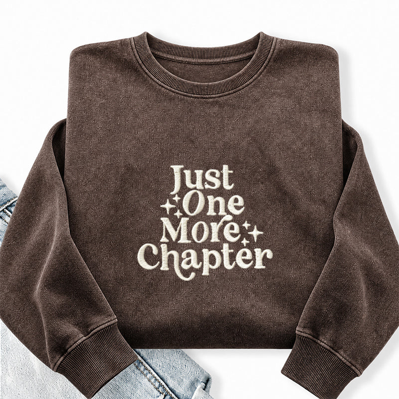 Embroidered Just One More Chapter Washed Crewneck Sweatshirt