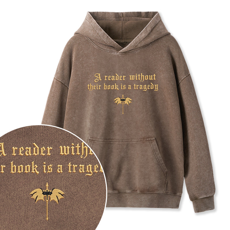 Embroidered Dragon Rider Book Lover Washed Hoodie