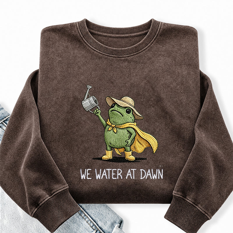 Embroidered We Water At Dawn Washed Crewneck Sweatshirt
