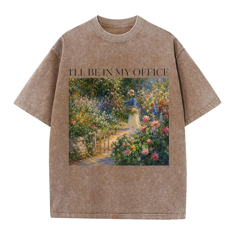 Garden My Office Retro Washed Crew Neck T-Shirt
