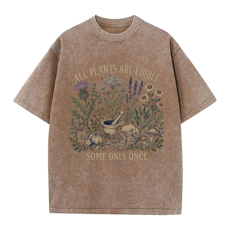 All Plants are Edible Gardening Washed Crew Neck T-Shirt