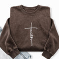 Embroidered Faith Christian Washed Crewneck Sweatshirt