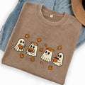Embroidered Autumn Bookish Ghost Washed Crew Neck T-Shirt