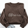 Embroidered Get Lit Washed Crewneck Sweatshirt
