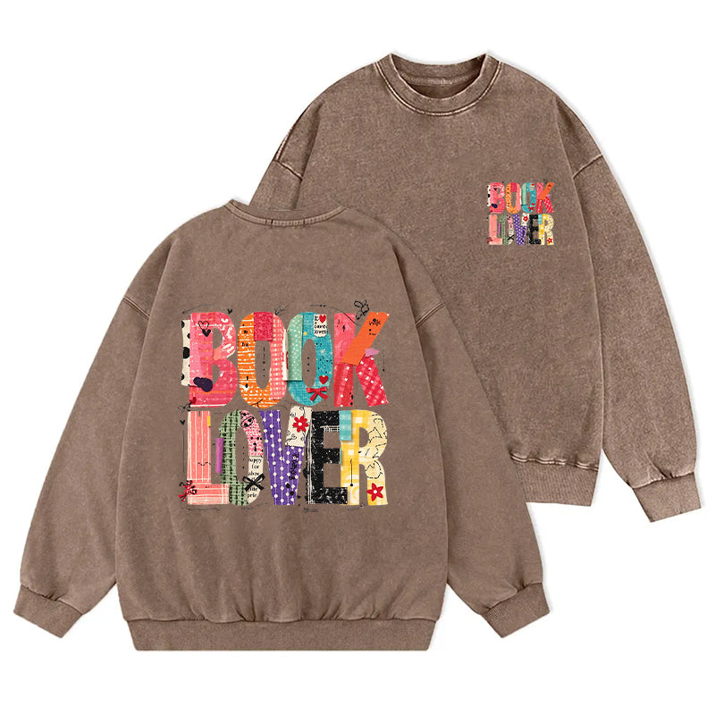 Retro Book Lover Washed Crewneck Sweatshirt