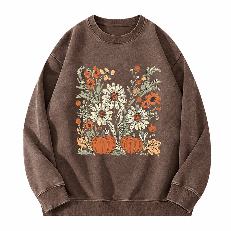 Pumpkin & Wildflower Washed Crewneck Sweatshirt