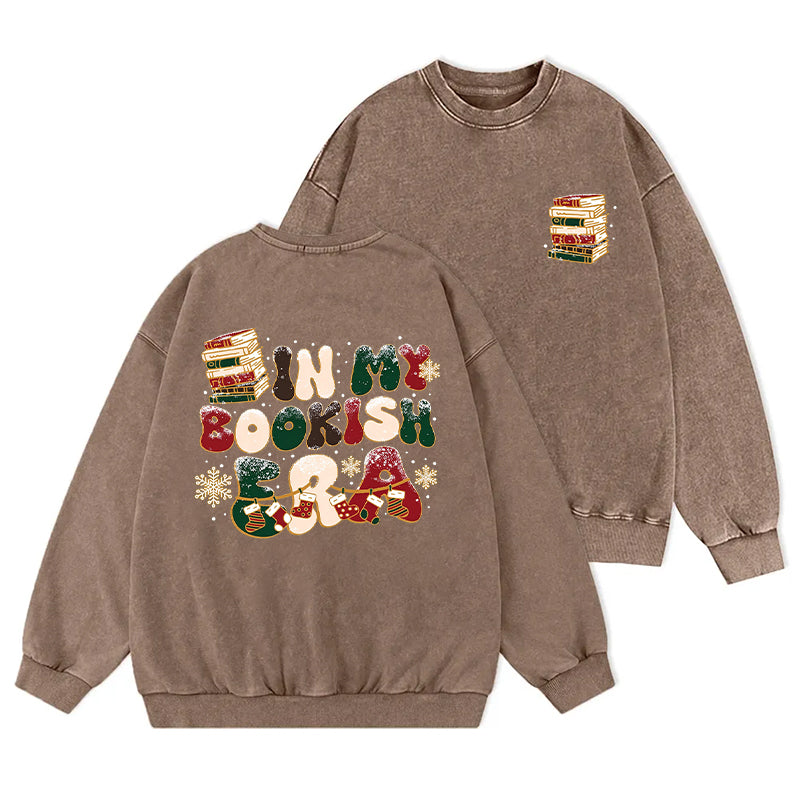 In My Bookish Era Christmas Washed Crewneck Sweatshirt