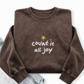 Embroidered Count it all Joy Christian Washed Crewneck Sweatshirt