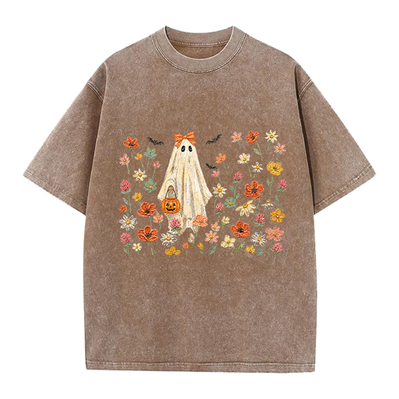 Floral Ghost Washed Crew Neck T-Shirt