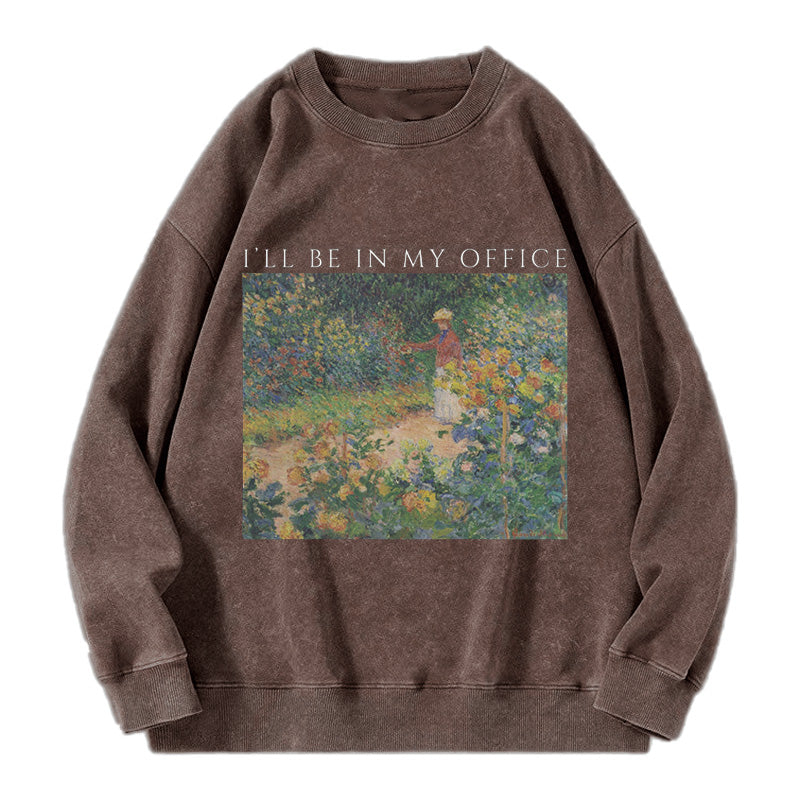 Vintage Garden My Office Washed Crewneck Sweatshirt