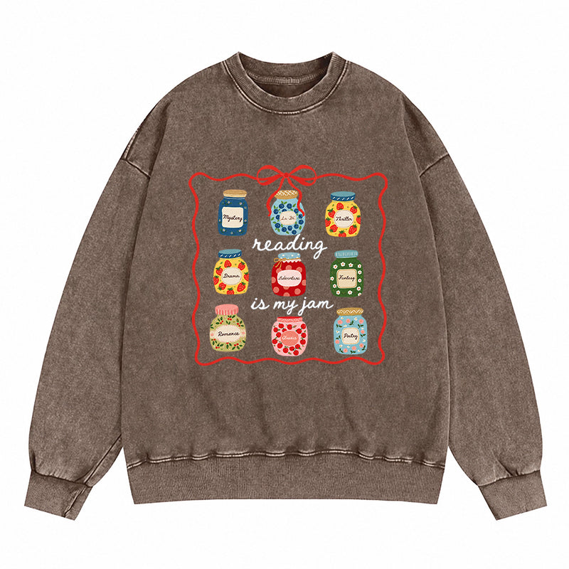 Reading Is My Jam Washed Crewneck Sweatshirt