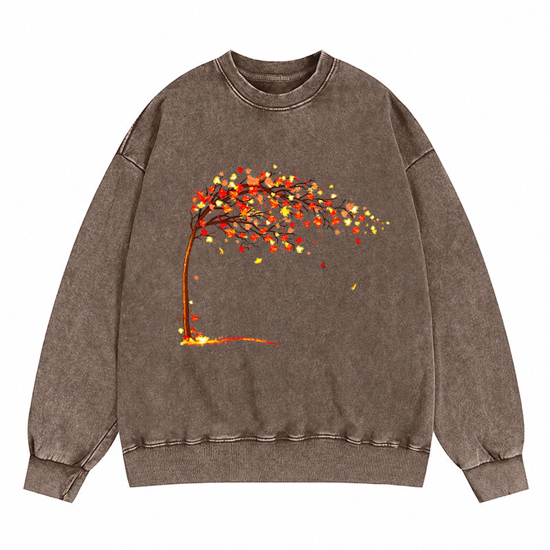 Autumn Leaves Cozy Fall Vibe Washed Crewneck Sweatshirt