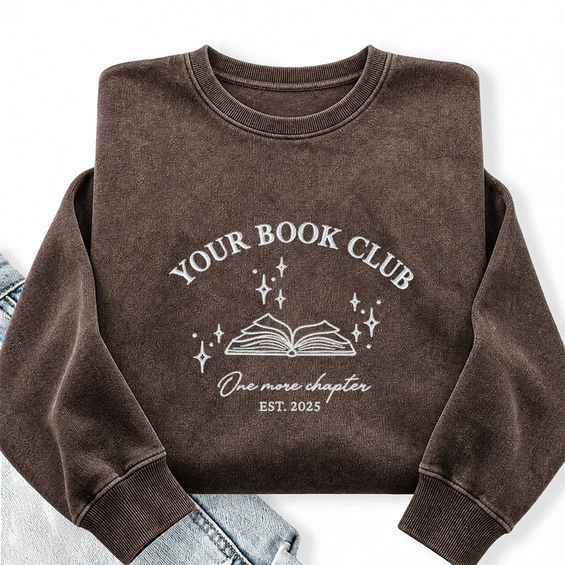 Custom Embroidered Book Club Washed Crewneck Sweatshirt