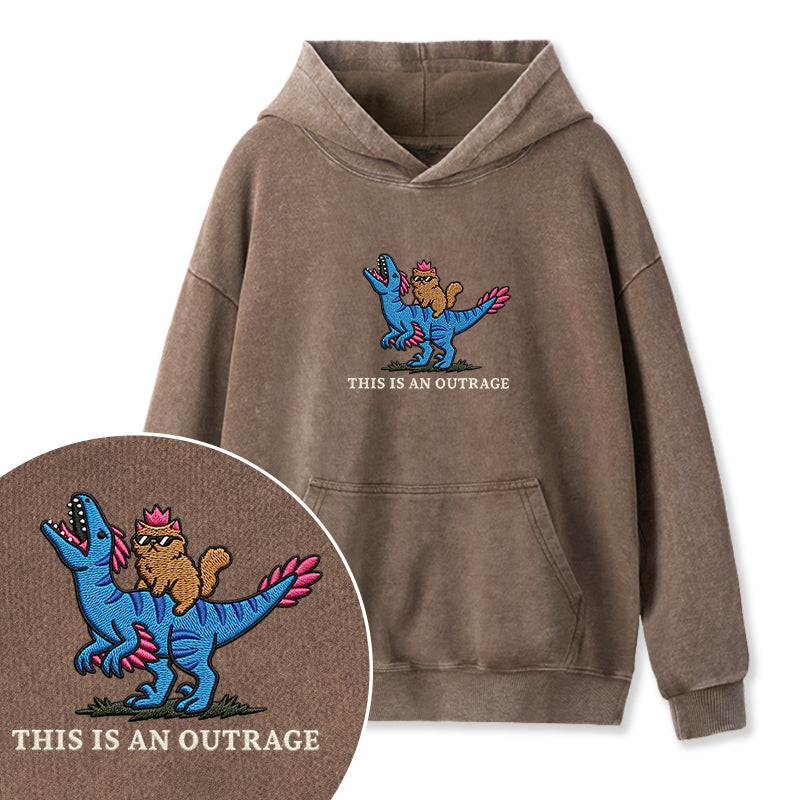 Embroidered This Is An Outrage Book Lover Washed Hoodie