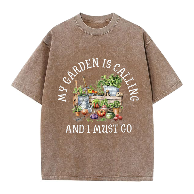 My Garden is Calling Washed Crew Neck T-Shirt