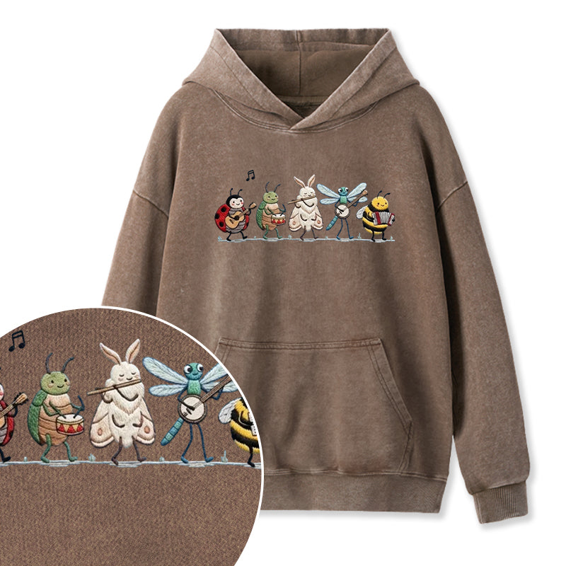 Embroidered Bug Orchestra Washed Hoodie