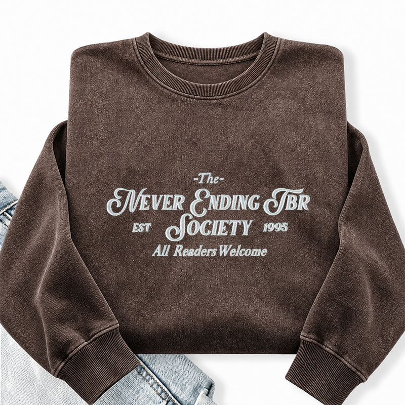 Embroidered TBR Society Washed Crewneck Sweatshirt