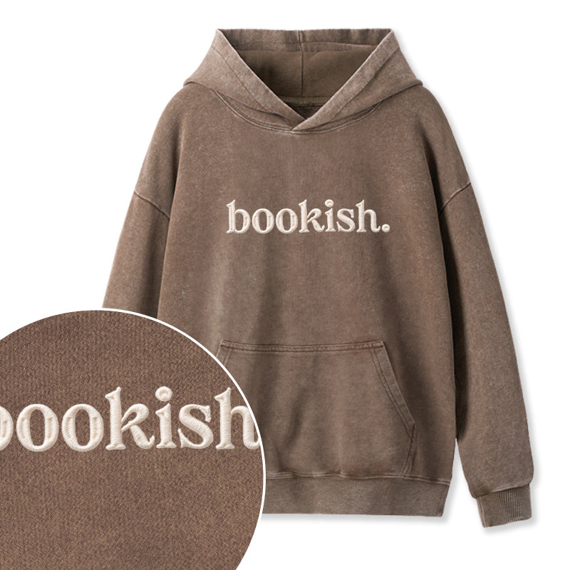 Embroidered Bookish Washed Hoodie