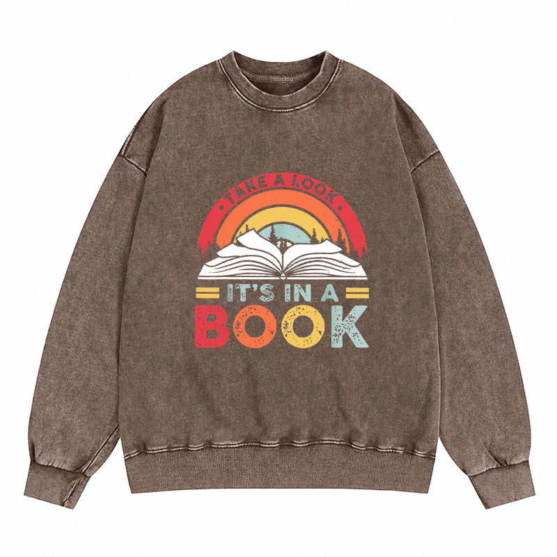 Take A Look It's In A Book Rainbow Washed Crewneck Sweatshirt
