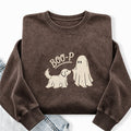 Embroidered Boo-P Ghost Dog Washed Crewneck Sweatshirt