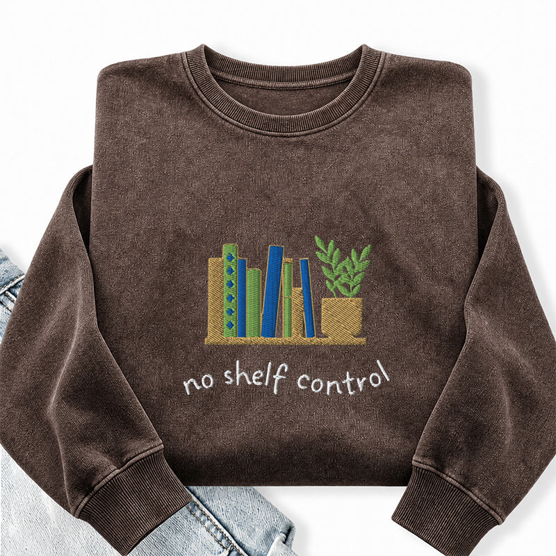 Embroidered No Shelf Control Washed Crewneck Sweatshirt