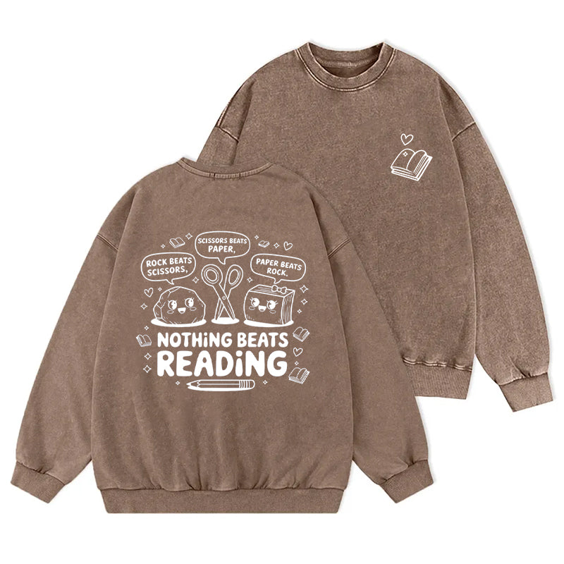 Nothing Beats Reading Washed Crewneck Sweatshirt