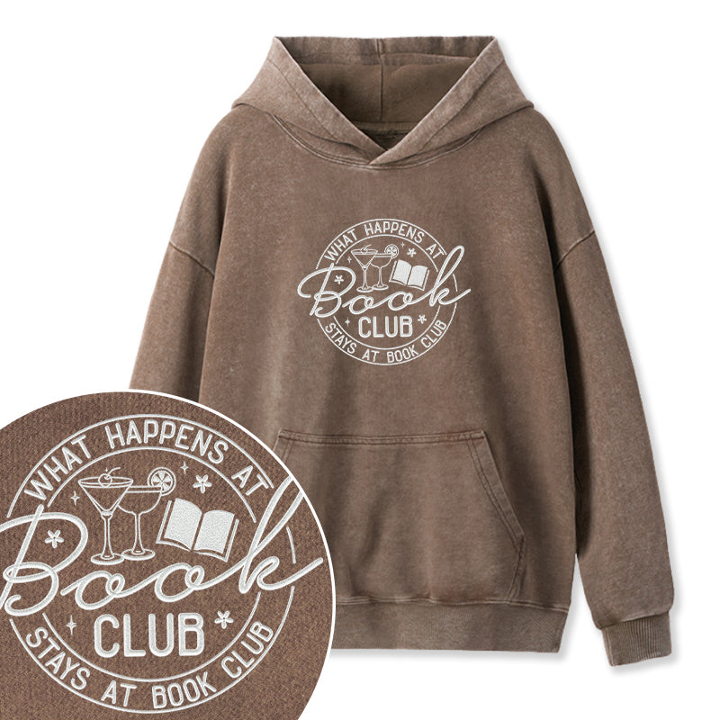 Embroidered Funny Book Club Washed Hoodie