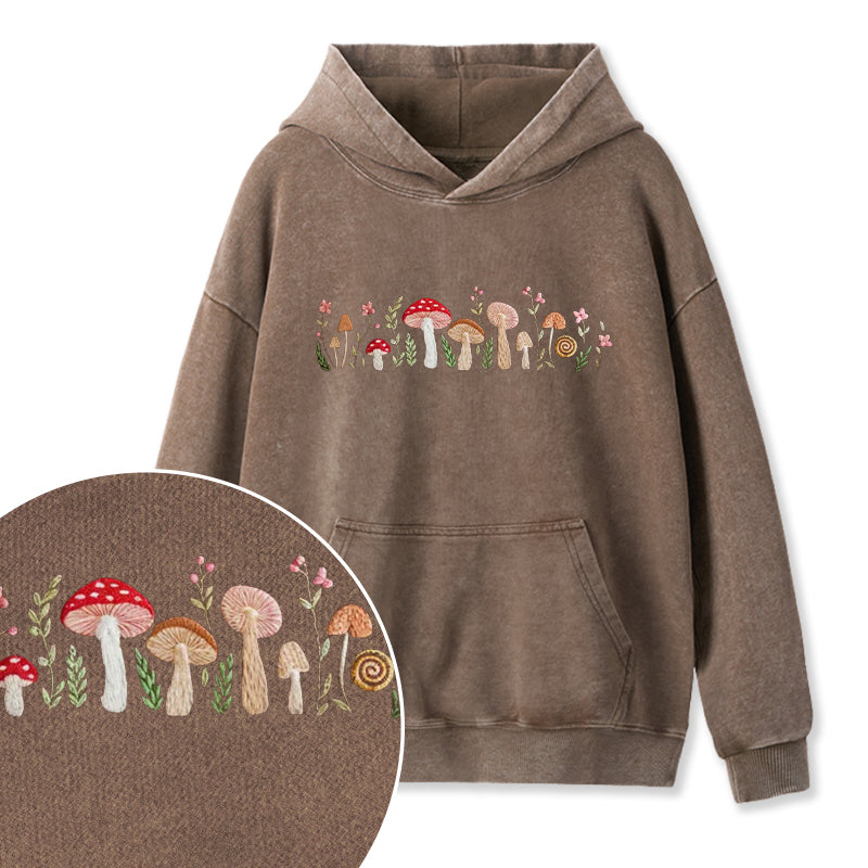 Embroidered Enchanted Mushroom Washed Hoodie