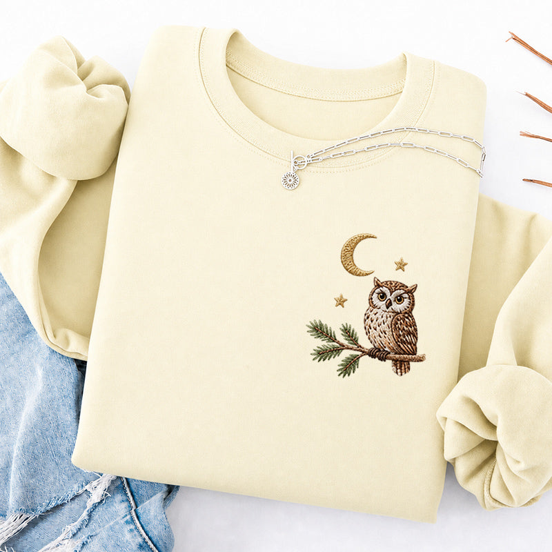 Embroidered Night Owl Classic Crewneck Sweatshirt